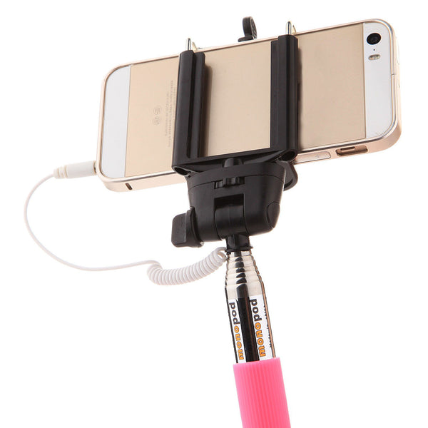 Aluminium monopod Selfie-Stick für Smartphones und kompakte Fotokameras,  pink